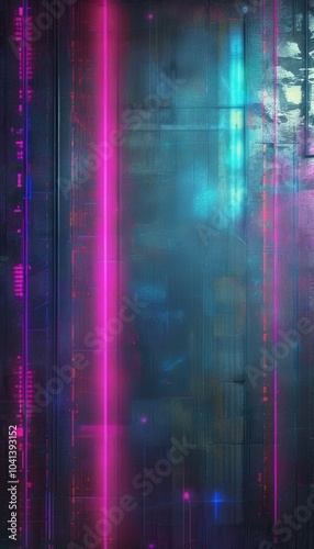 Cyberpunk grunge background with gritty textures and neon accents