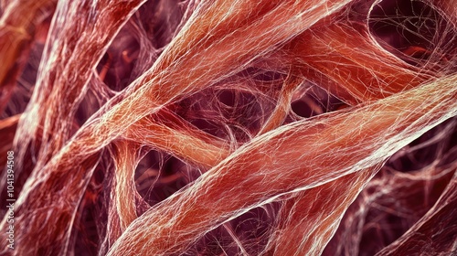 Close-up of Muscle Fibers Under Microscope View