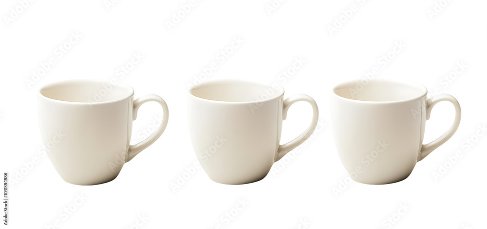 set of White cup isolated transparent background set of White cup isolated transparent background