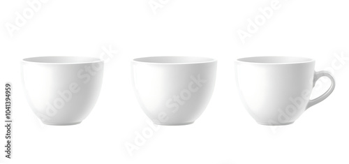 set of White cup isolated transparent background