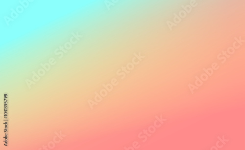 Abstract clear blue sky. Pastel rainbow. Light blue, pink and yellow color vector banner. Pastel gradient sky pattern. Blurred light fuzz colorful gradient background. Vector soft horizontal backdrop