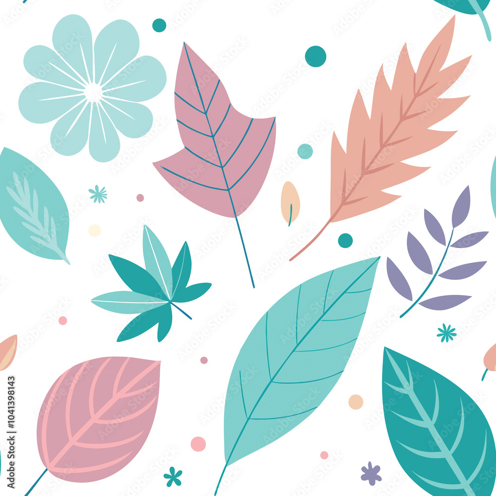 seamless pattern with leaves and flowers seamless pattern with leaves and flowers