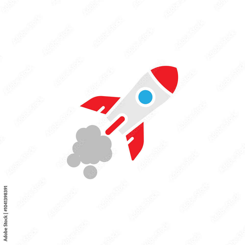 Rocket icon illustration flat
