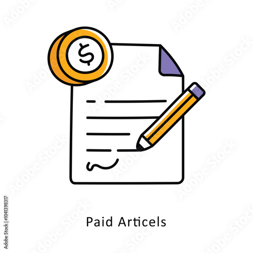 Paid Articels Filled Outline isometric stock illustration. EPS File stock illustration photo