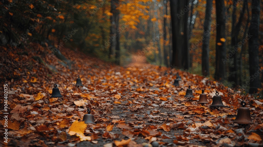 Autumn Pathway with Colorful Fallen Leaves Autumn Pathway with Colorful Fallen Leaves
