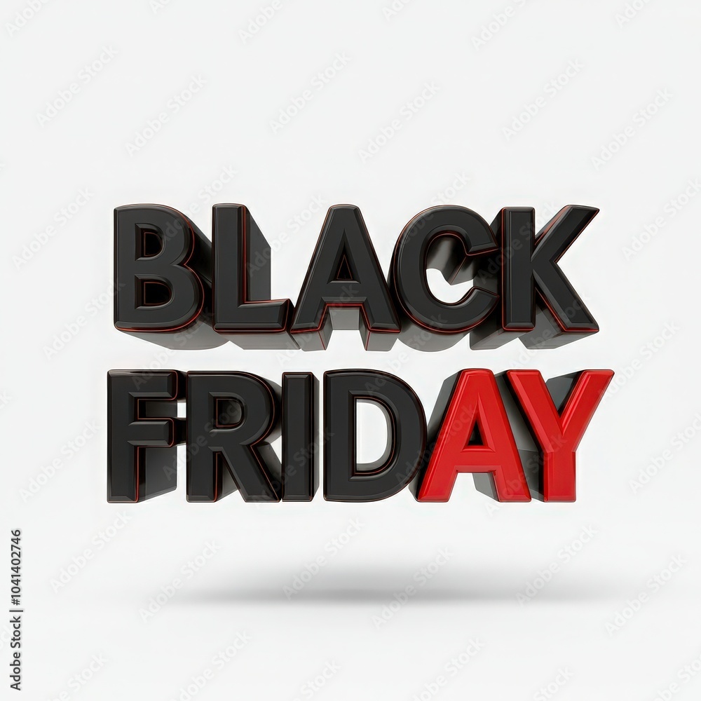 Minimalistic black 3D Black Friday text on a white background. Perfect for modern holiday sale promotions, retail marketing, banners, or social media advertisements for Black Friday discounts and deal Minimalistic black 3D Black Friday text on a white background. Perfect for modern holiday sale promotions, retail marketing, banners, or social media advertisements for Black Friday discounts and deal