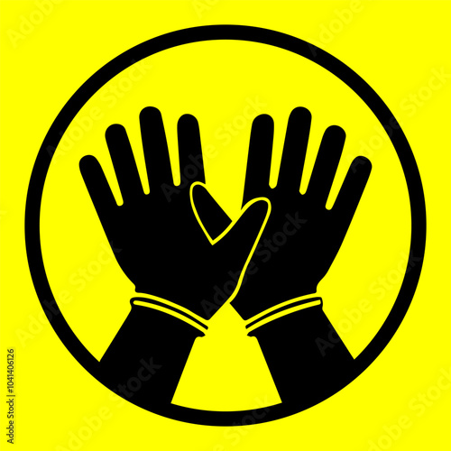 Hands in gloves logo on yellow background