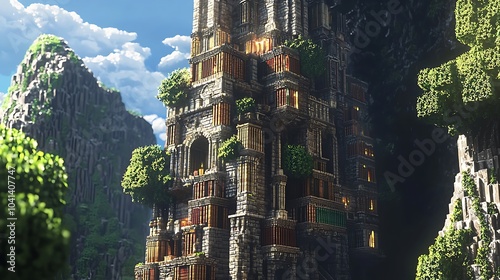 A majestic tower of enchanted tomes surrounded by ethereal spectral guardians in a mystical landscape