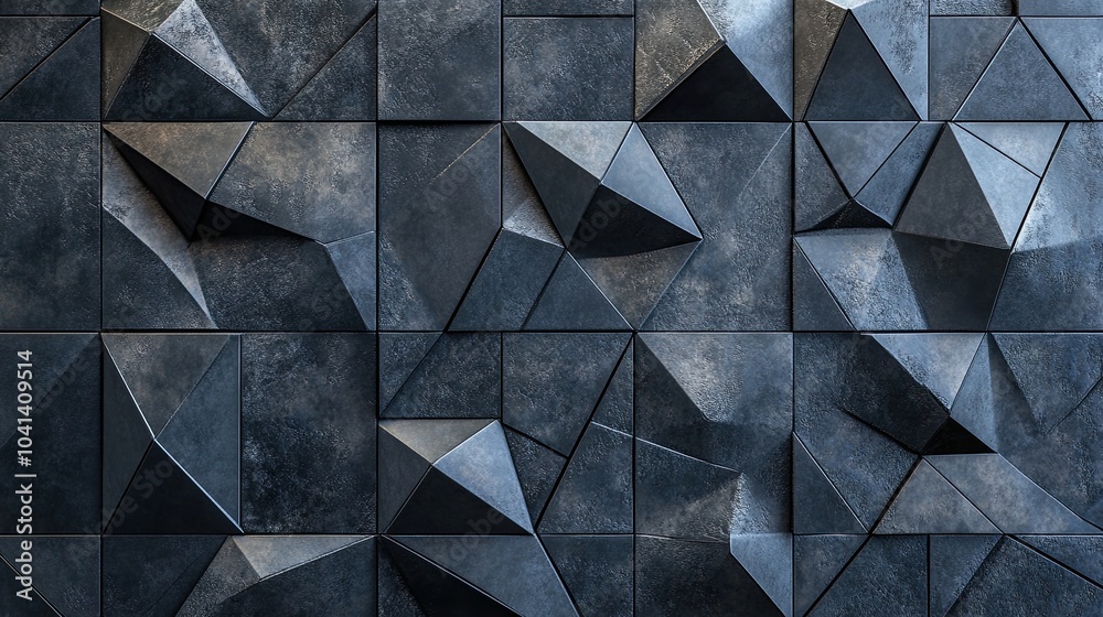 Fototapeta premium Abstract Monochrome Triangular Mosaic: A Study in Depth and Dimension
