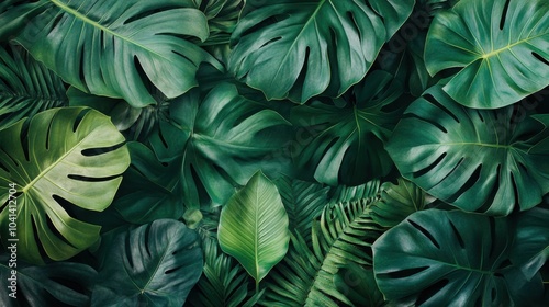 Dense Green Leaves in Tropical Composition