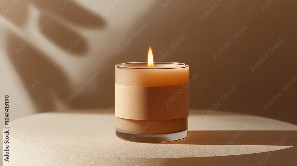 Candle on Minimalistic Surface Creating Ambience