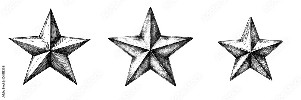 Glass star decoration for tree tips made for Christmas and New Year. Hand drawn holiday element.