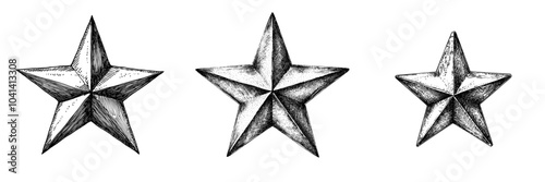 Glass star decoration for tree tips made for Christmas and New Year. Hand drawn holiday element.