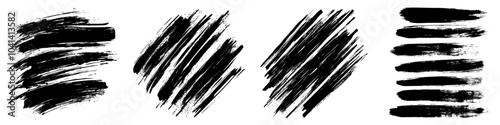 Painter's brush with hand-drawn strokes. Textured marker paint
