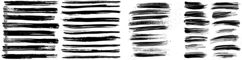 Modern black lines with hand drawn brush strokes. Markers with textured paint.