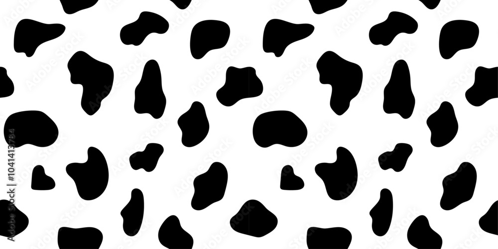 Seamless pattern with dalmatian print. Wild animal texture background, cow backdrop for textile, wrapping paper, fabric, cover, wallpaper, print design. Vector