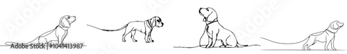 A modern line drawing of a beagle puppy silhouette