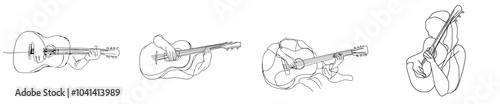 A modern design of a hands guitar sketch line