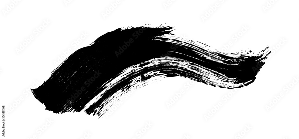 Isolated black ink oil paintbrush stripe with dirty black color in Photoshop CS5.
