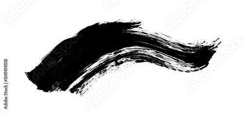 Isolated black ink oil paintbrush stripe with dirty black color in Photoshop CS5.