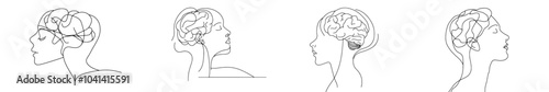 An illustration of a person with confused feelings worried about their mental health. A problem, failure, and grief concept in line art.