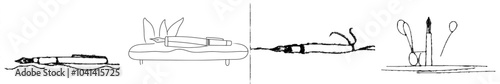 The silhouette of a fountain pen over a white background is continuous. It is linear stylized and minimalistic.