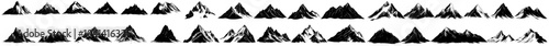 A modern mountain icon set. A hiking and camping sign collection.