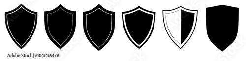 An illustration sign collection of shield icons. A knight award symbol. Medieval royal vintage badges isolated on a white background.
