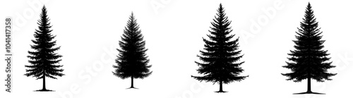 The black christmas tree is a modern object used for creating patterns, wallpapers, and decorations.
