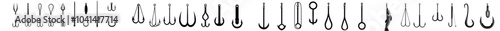 Modern set of fishing hook icons. Fishing illustration sign collection. Fish logo or symbol.