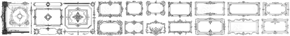 Chinese frame set. Traditional Asian pattern. Black and white illustration. Japanese, Korean, and Chinese. Chinese frame set. Traditional Asian pattern. Black and white illustration. Japanese, Korean, and Chinese.