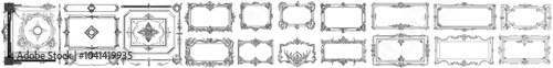 Chinese frame set. Traditional Asian pattern. Black and white illustration. Japanese, Korean, and Chinese.