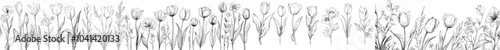 A detailed set of black and white drawings of flowers and leaves for wedding invitations, wallpapers, or save-the-date cards.