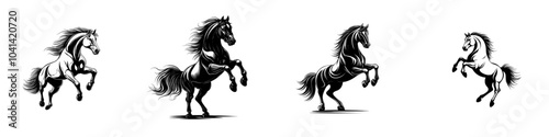 An illustration of a horse breaking up on its hind legs in the modern era