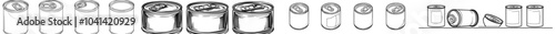 Set of modern can icon illustrations. Canned food illustration signs. Logos and symbols that last for years.