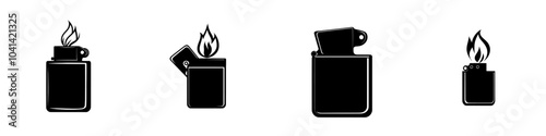 A modern icon of a lighter. A sign illustrating a lighter. A symbol of fire.