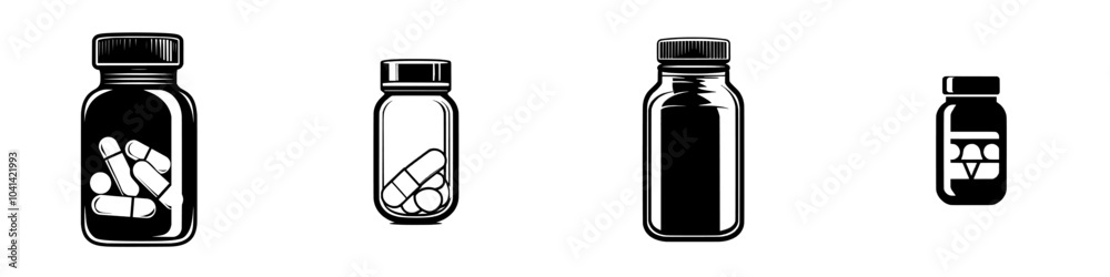 The medicine bottle icon is an illustration in a trendy style with a modern design The medicine bottle icon is an illustration in a trendy style with a modern design
