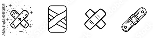 Modern design illustration in trendy style of plaster icon line