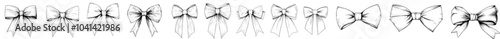 Linear bows. Modern icon set with outline. Isolated sketches of ribbons