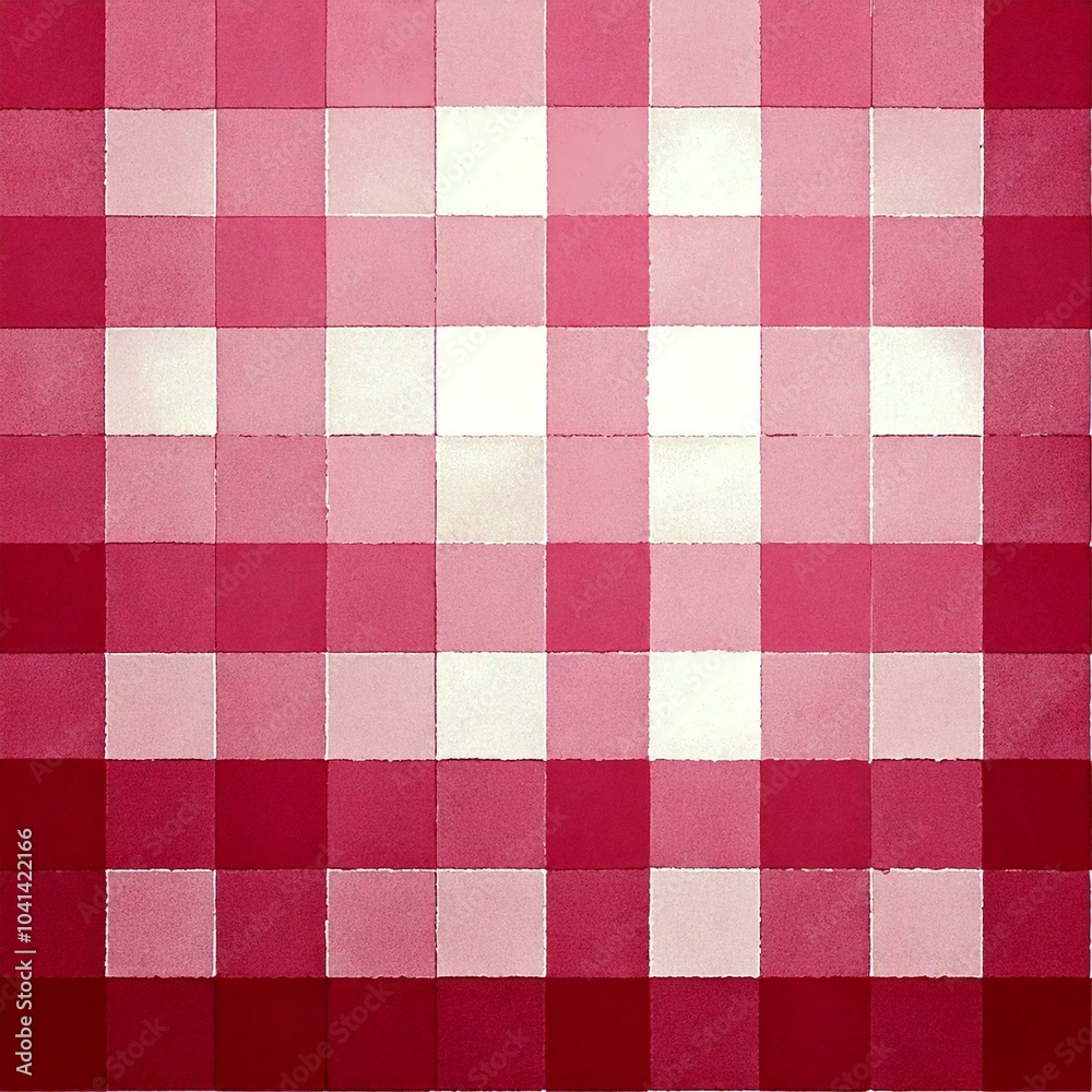 Painted checkered background in pastel red and white colours
