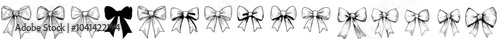 Modern outline icons for linear bows. Ribbon sketches isolated. Bows core.