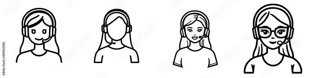 An illustration template featuring a woman admin icon line in a trendy design An illustration template featuring a woman admin icon line in a trendy design