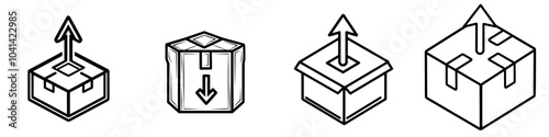 A modern illustration template of a packaging icon line