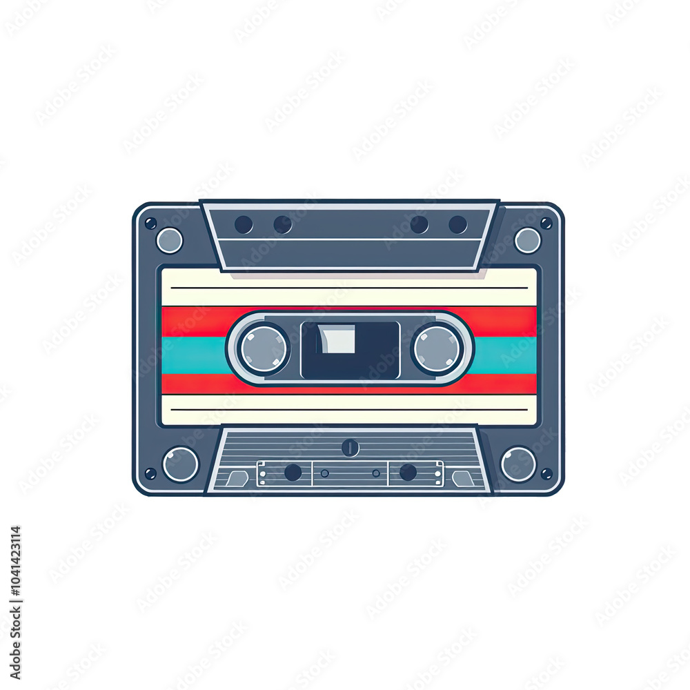 Nostalgic 80s Cassette Tape Illustration: A Retro Icon of Music Culture. Celebrate the vibrant colors and vintage design that evoke memories of a cherished musical era. Nostalgic 80s Cassette Tape Illustration: A Retro Icon of Music Culture. Celebrate the vibrant colors and vintage design that evoke memories of a cherished musical era.