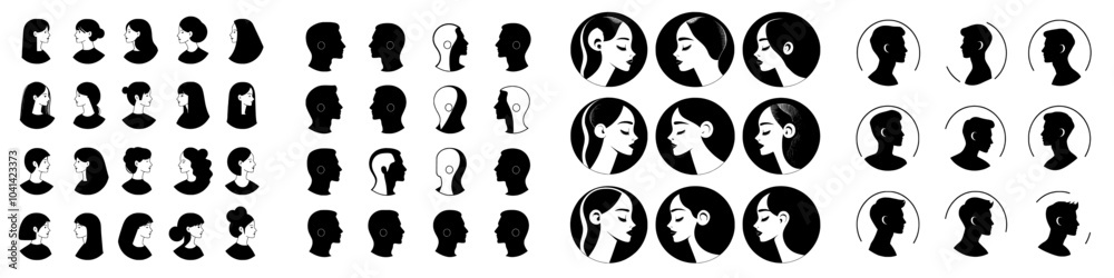 Modern user icon set. People illustration sign collection. Man symbol. Avatar logo. Modern user icon set. People illustration sign collection. Man symbol. Avatar logo.