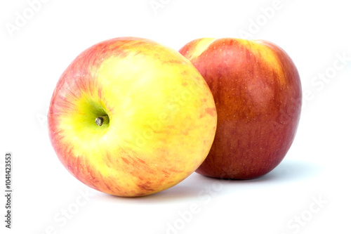 Red apples (Gala Apple) isolated on white background close up stacking