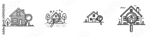 Solid modern design in trendy style for property search quality control icon