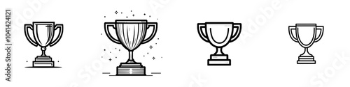 In a trendy design, the trophy quality control icon line has a modern feel