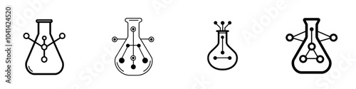 Icons in the form of test tubes for molecule icons in a modern style