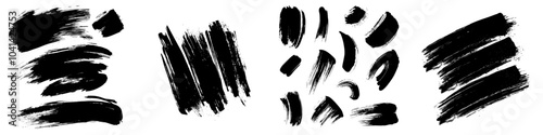 Artistic black ink brushstrokes: Abstract art elements for design, with 12 individual brushes offering grunge texture, hand-painted looks, and artistic touches.